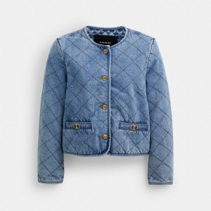 Coach Heritage C Quilted Denim Jacket In Organic Cotton Blue | COH865920