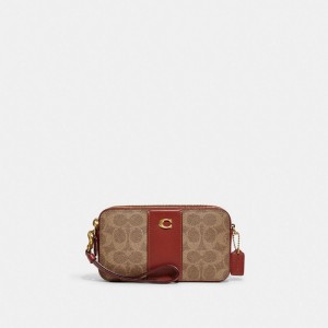 Coach Kira Crossbody Bag In Colorblock Signature Canvas Refined Calf Leather/Brass/Tan/Rust | COH865637