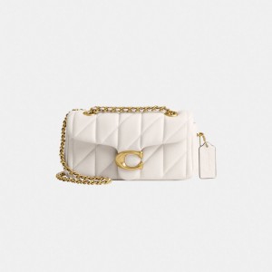 Coach Tabby Shoulder Bag 20 With Quilting Nappa Leather/Brass/Chalk | COH865319