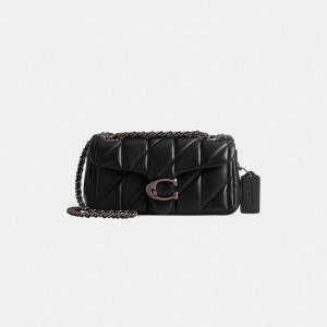 Coach Tabby Shoulder Bag 20 With Quilting Nappa Leather/Pewter/Black | COH865427