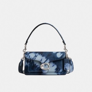 Coach Tabby Shoulder Bag 20 With Tie Dye Print Leather/Silver/Midnight Navy | COH865363