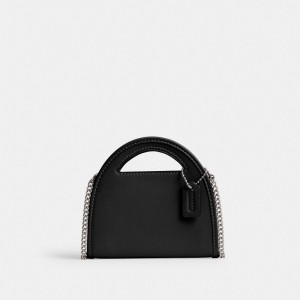 Coach Top Handle Card Case Silver/Black | COH865284
