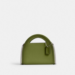 Coach Top Handle Card Case Silver/Dark Lime | COH865203
