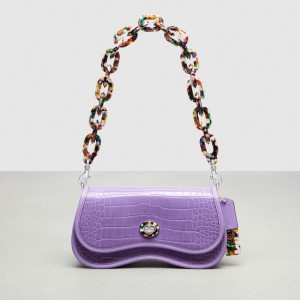 Coach Wavy Dinky Bag In Croc Embossed Coachtopia Leather Iris | COH864985