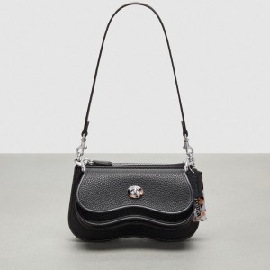 Coach Wavy Double Pouch Bag Black | COH864757