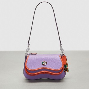 Coach Wavy Double Pouch Bag Iris/Sun Orange | COH865418