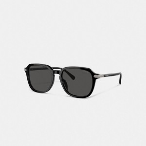Coach Wrap Around Hangtag Keyhole Sunglasses Black | COH867068