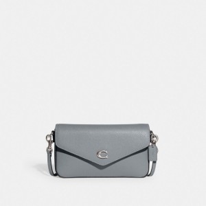 Coach Wyn Crossbody Bag Crossgrain Leather/Silver/Grey Blue | COH865252