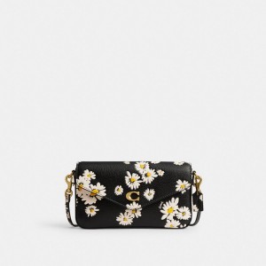 Coach Wyn Crossbody Bag With Floral Print Polished Pebble Leather/Brass/Black Multi | COH865429