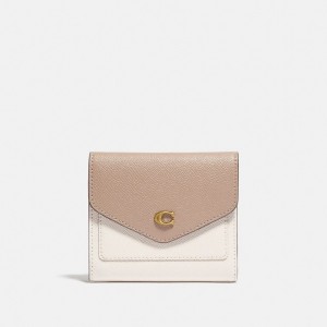 Coach Wyn Small Wallet In Colorblock Crossgrain Leather/Brass/Chalk Taupe Multi | COH865607