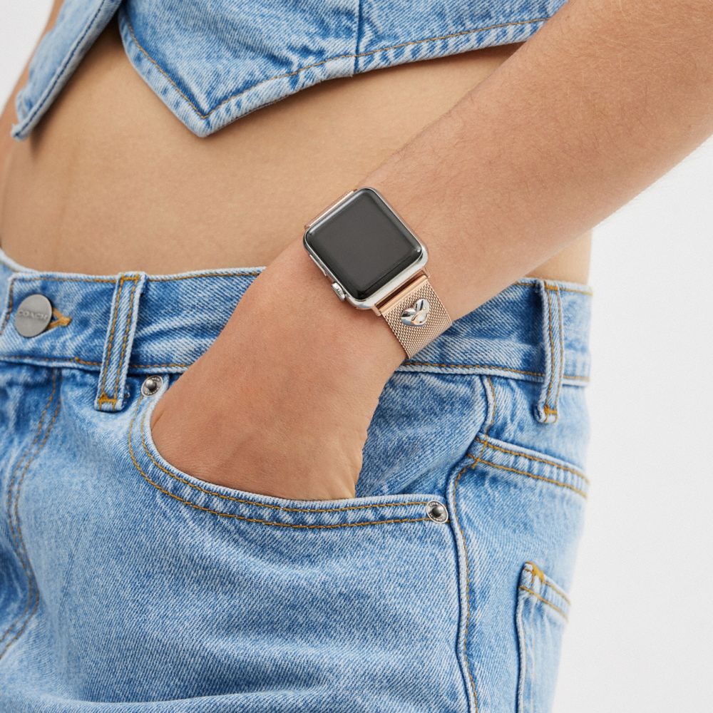Coach Apple Watch® Strap, 38 Mm, 40 Mm And 41 Mm Rose Gold | COH866286