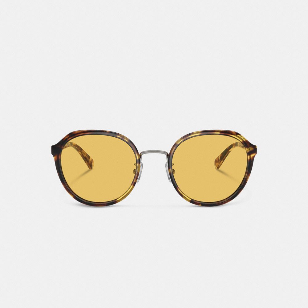Coach Hangtag Geometric Round Sunglasses Honey Tortoise | COH866360