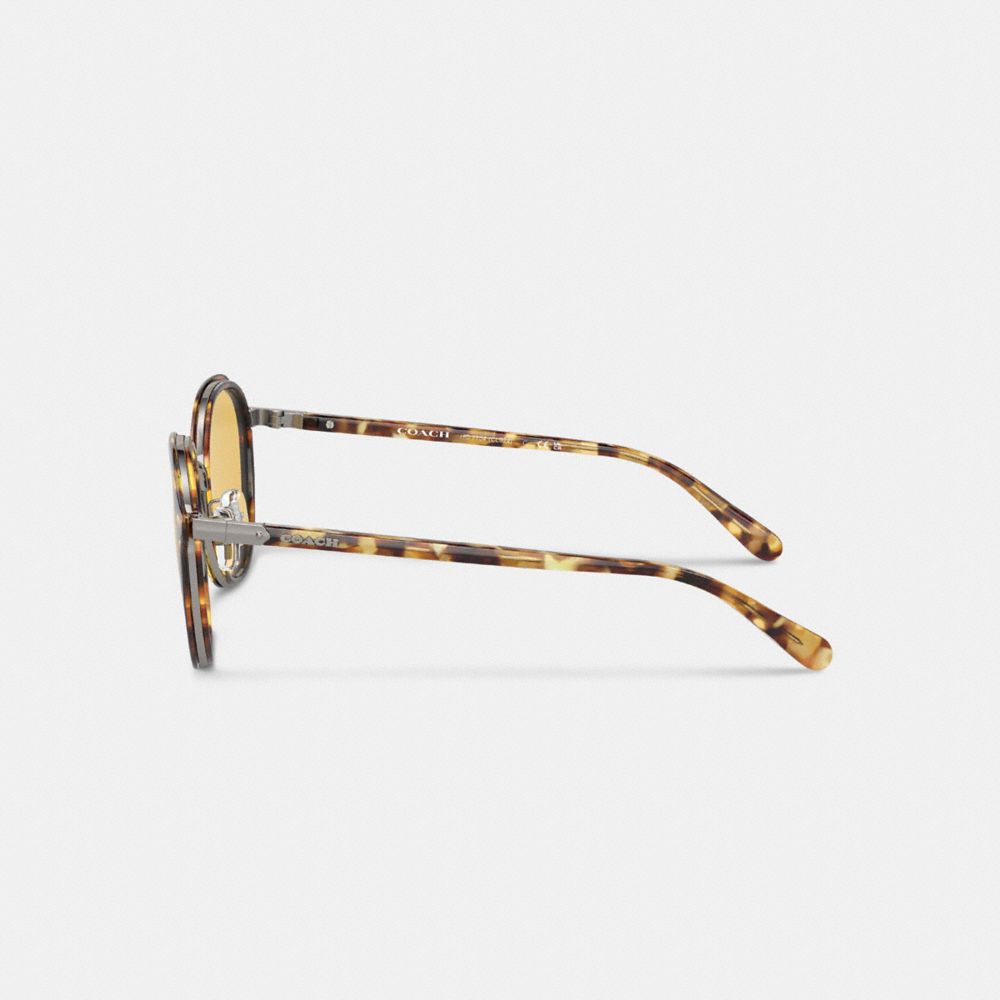 Coach Hangtag Geometric Round Sunglasses Honey Tortoise | COH866360