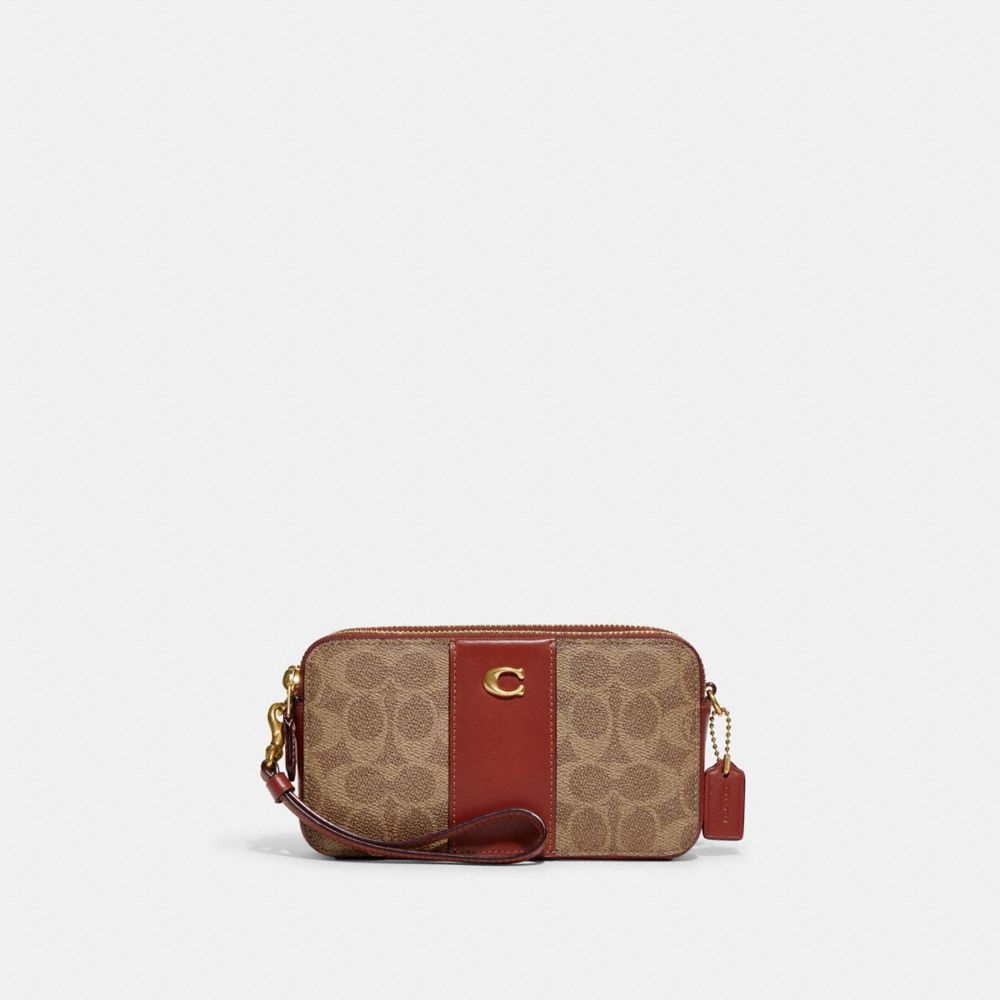 Coach Kira Crossbody Bag In Colorblock Signature Canvas Refined Calf Leather/Brass/Tan/Rust | COH865637