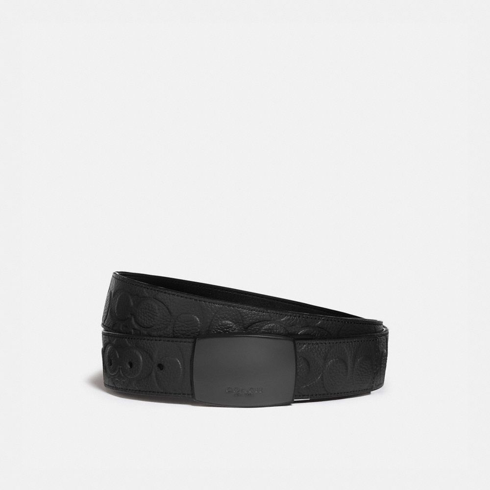 Coach Plaque Buckle Cut To Size Reversible Belt, 38 Mm Black | COH866994