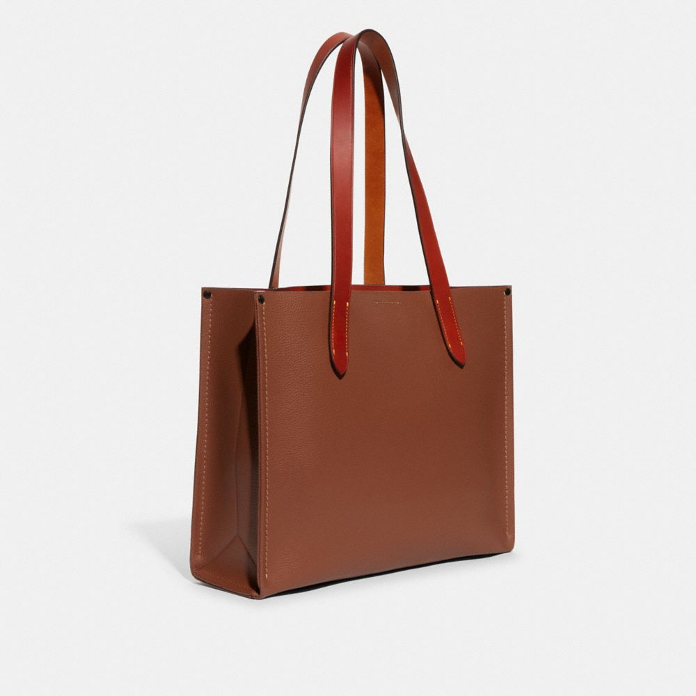 Coach Relay Tote Bag 34 Polished Pebble Leather/1941 Saddle | COH865086