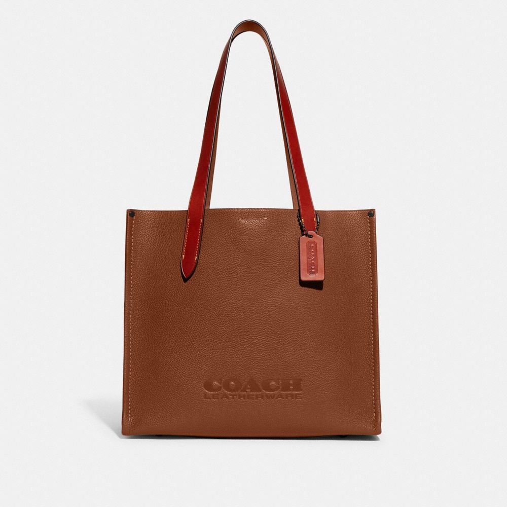 Coach Relay Tote Bag 34 Polished Pebble Leather/1941 Saddle | COH865086