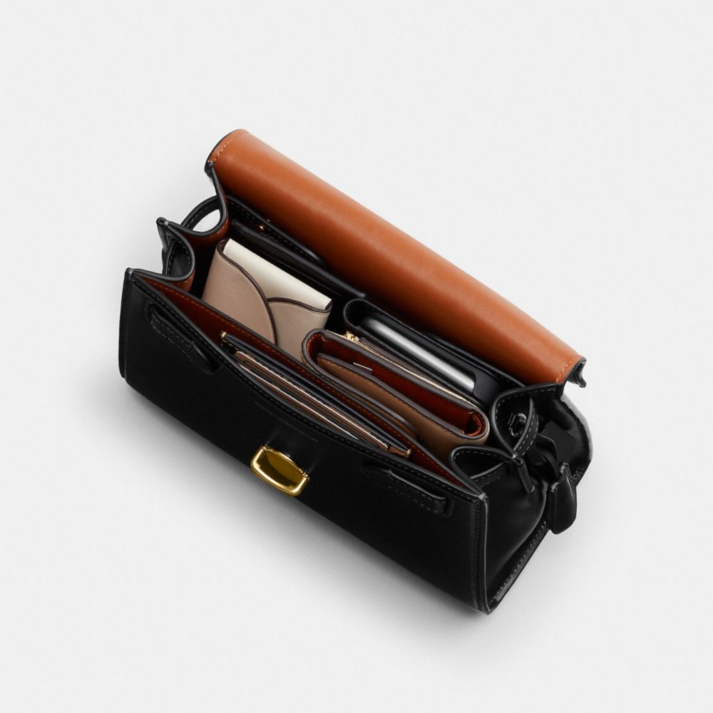 Coach Sammy Top Handle Bag Luxe Refined Calf Leather/Brass/Black | COH865426