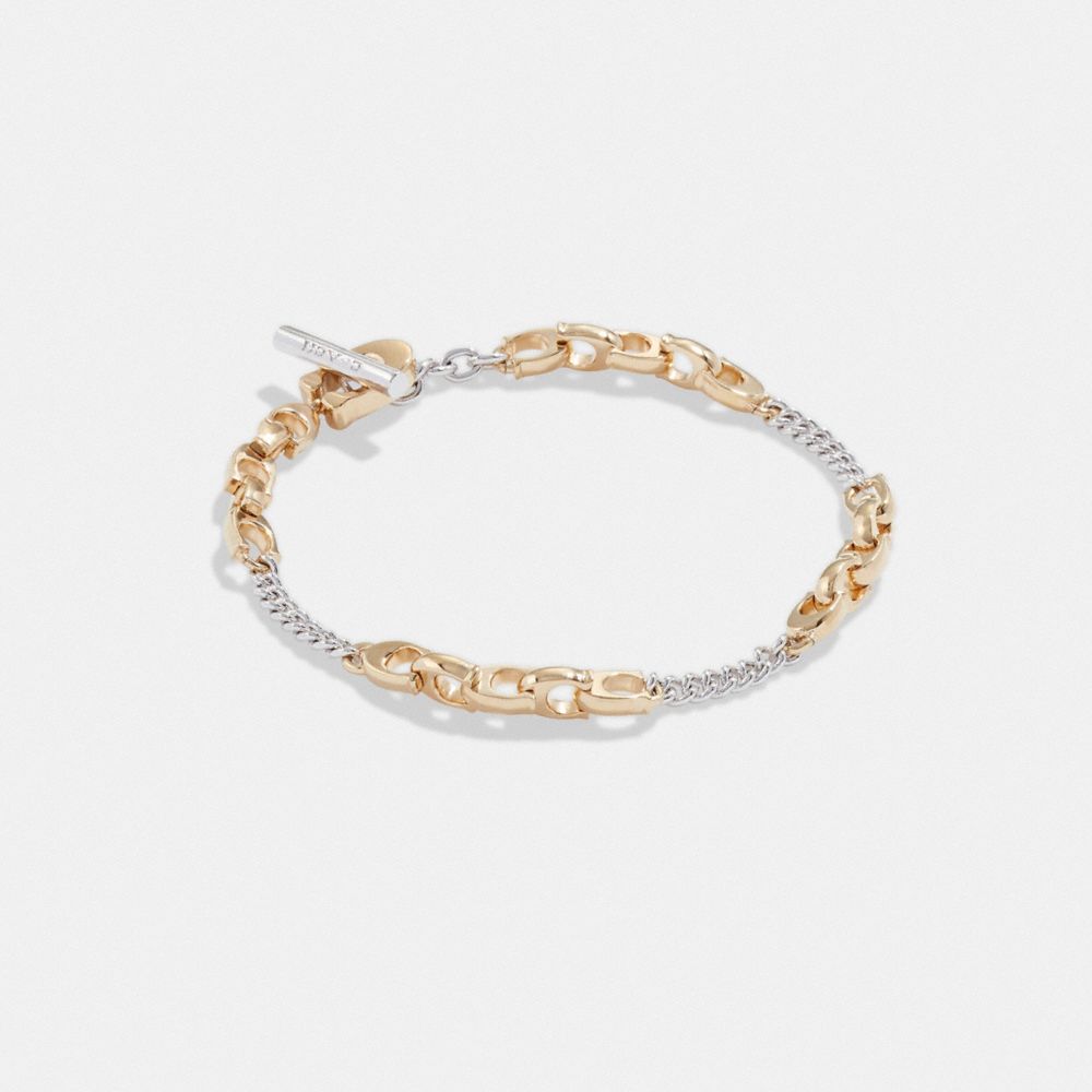 Coach Signature Mixed Chain Bracelet Gold/Silver | COH866140