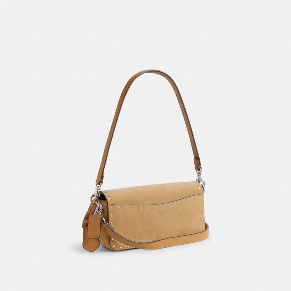 Coach Studio Baguette Bag With Rivets Silver/Peanut | COH864874
