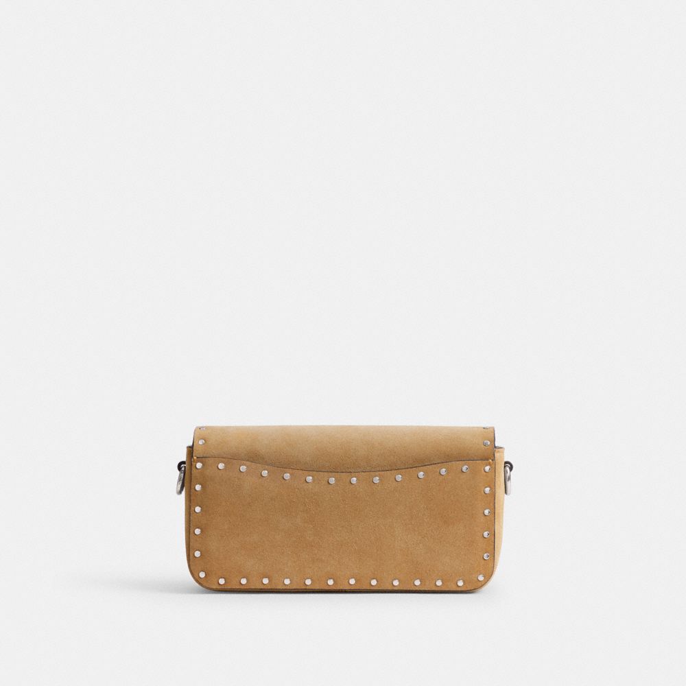 Coach Studio Baguette Bag With Rivets Silver/Peanut | COH864874