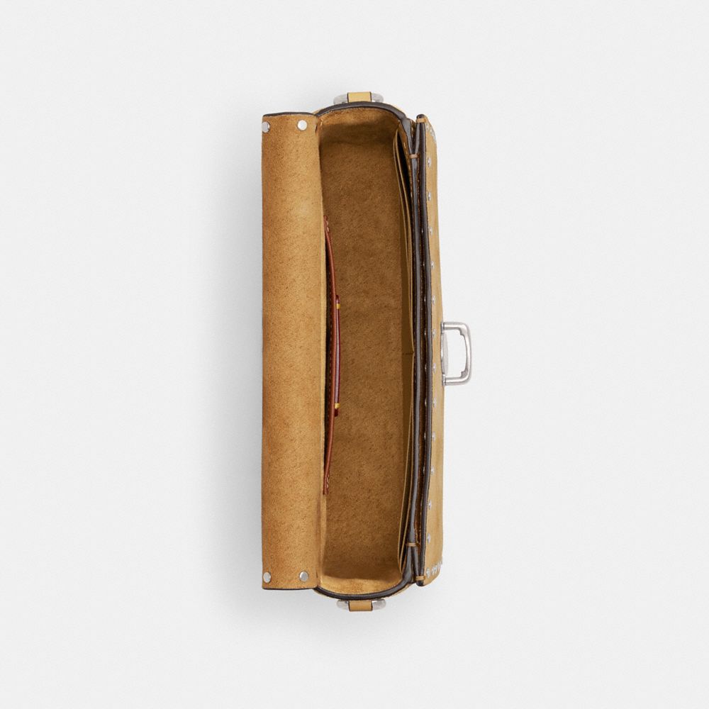 Coach Studio Baguette Bag With Rivets Silver/Peanut | COH864874