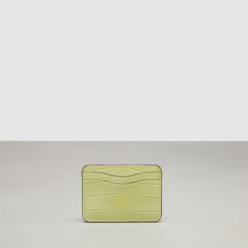 Coach Wavy Card Case In Croc Embossed Coachtopia Leather Pale Lime | COH865677
