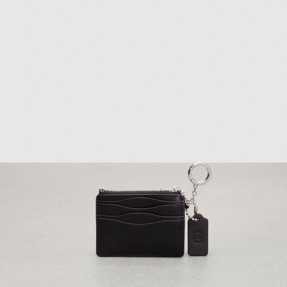 Coach Wavy Zip Card Case With Key Ring In Smooth Coachtopia Leather Black | COH865597
