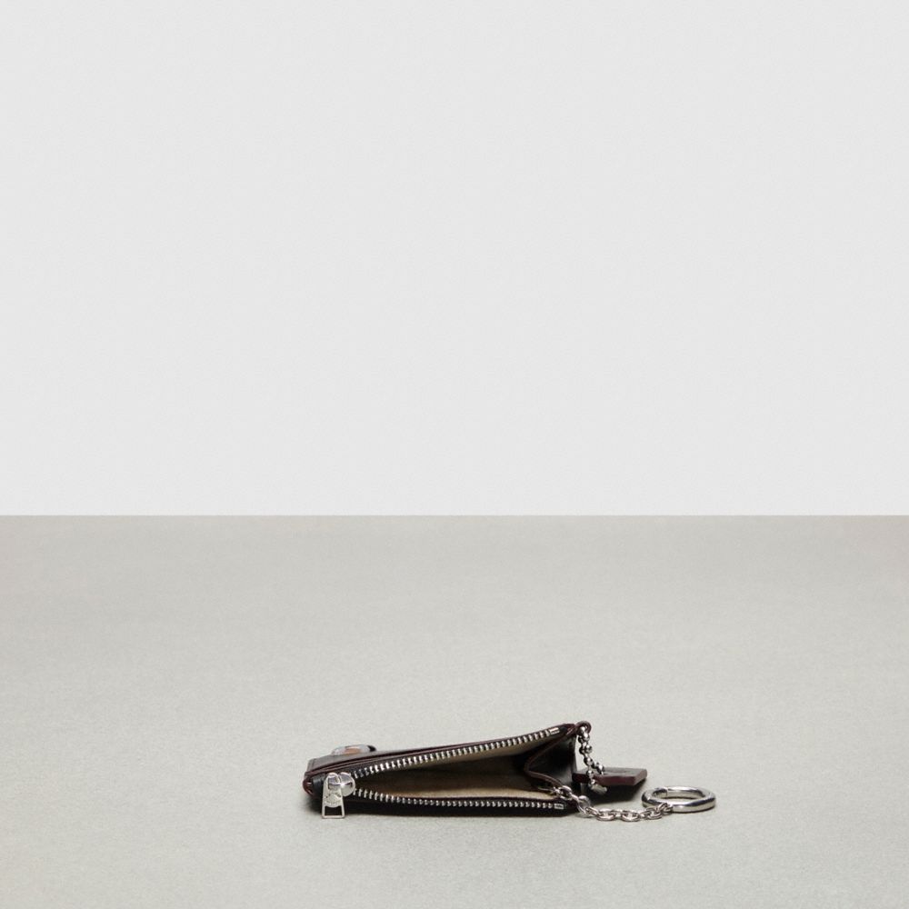 Coach Wavy Zip Card Case With Key Ring In Smooth Coachtopia Leather Black | COH865597